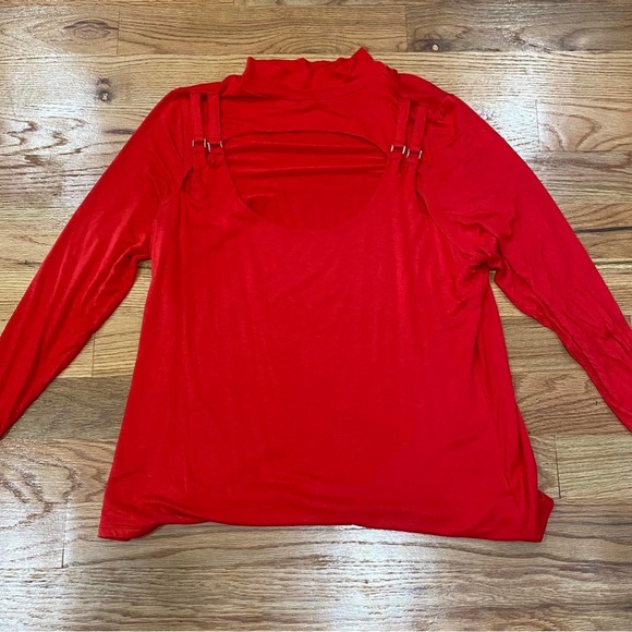 ELOQUII Red long sleeve shirt - Picture 3 of 5
